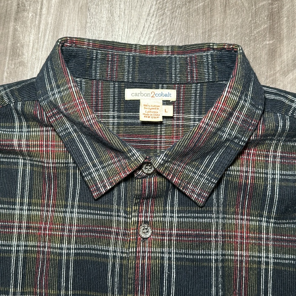Carbon2Coblalt Corduroy Plaid Long Sleeve Button Down - Large - Picture 5 of 6